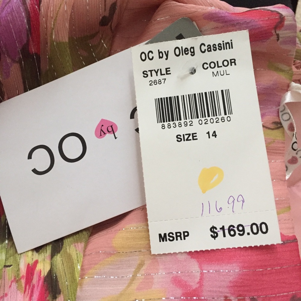NWT OC Oleg Cassini Dress Size 14 Pink Purple - Picture 7 of 8